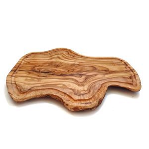 Tocator din lemn de maslin, cu canal, model unic, platou charcuterie, design natural, Liguria, 37x29x2 cm
