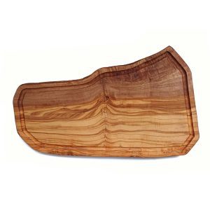 Tocator din lemn de maslin, cu canal, platou charcuterie, model unic, design natural, lemn masiv, Liguria, 39x20x2